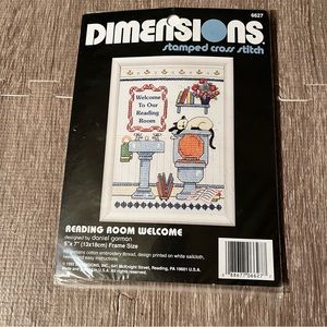 Dimensions Cross Stitch Kit Welcome to Our Reading Room 5 x 7 SEALED